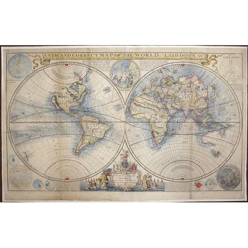 Old map image download for A new and correct map of the world, laid down according to the newest discoveries, and from the most exact observations, by Herman Moll, Geographer.