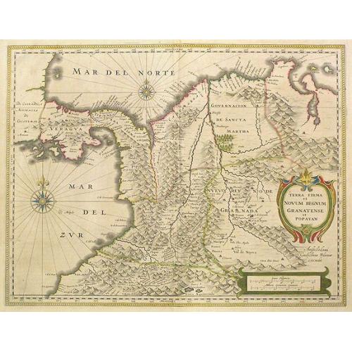 Old map image download for Terra Firma et Novum Regnum Granatense et Popayan