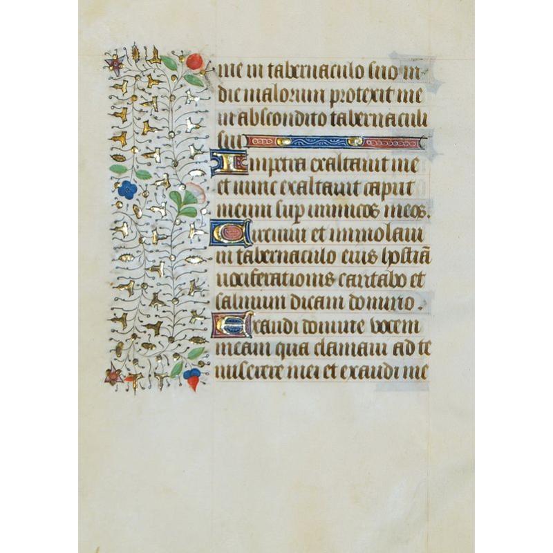 A manuscript leaf from a Book of Hours.