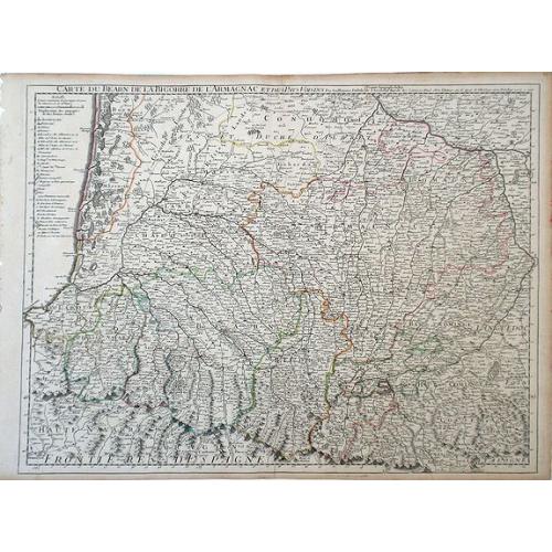 Old map image download for Carte du Bearn de la Bigorre de L'Armagna et des Pays Voisins.