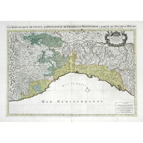 Old map image download for La Republique de Genes la Principaute de Piemont le Montferrat, et Partie du Duche de Milan.