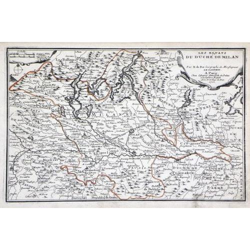 Old map image download for Les Estats du Duche de Milan. . .