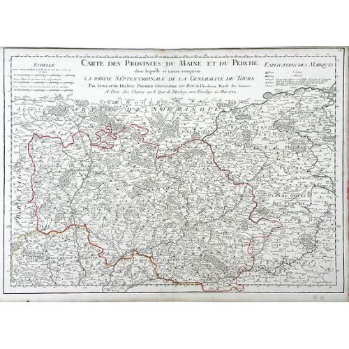 Old map image download for Carte des Provinces du Maine et du Perche dans Laquelle se trouve comprise La Partie Septentrionale De La Generalite De Tours